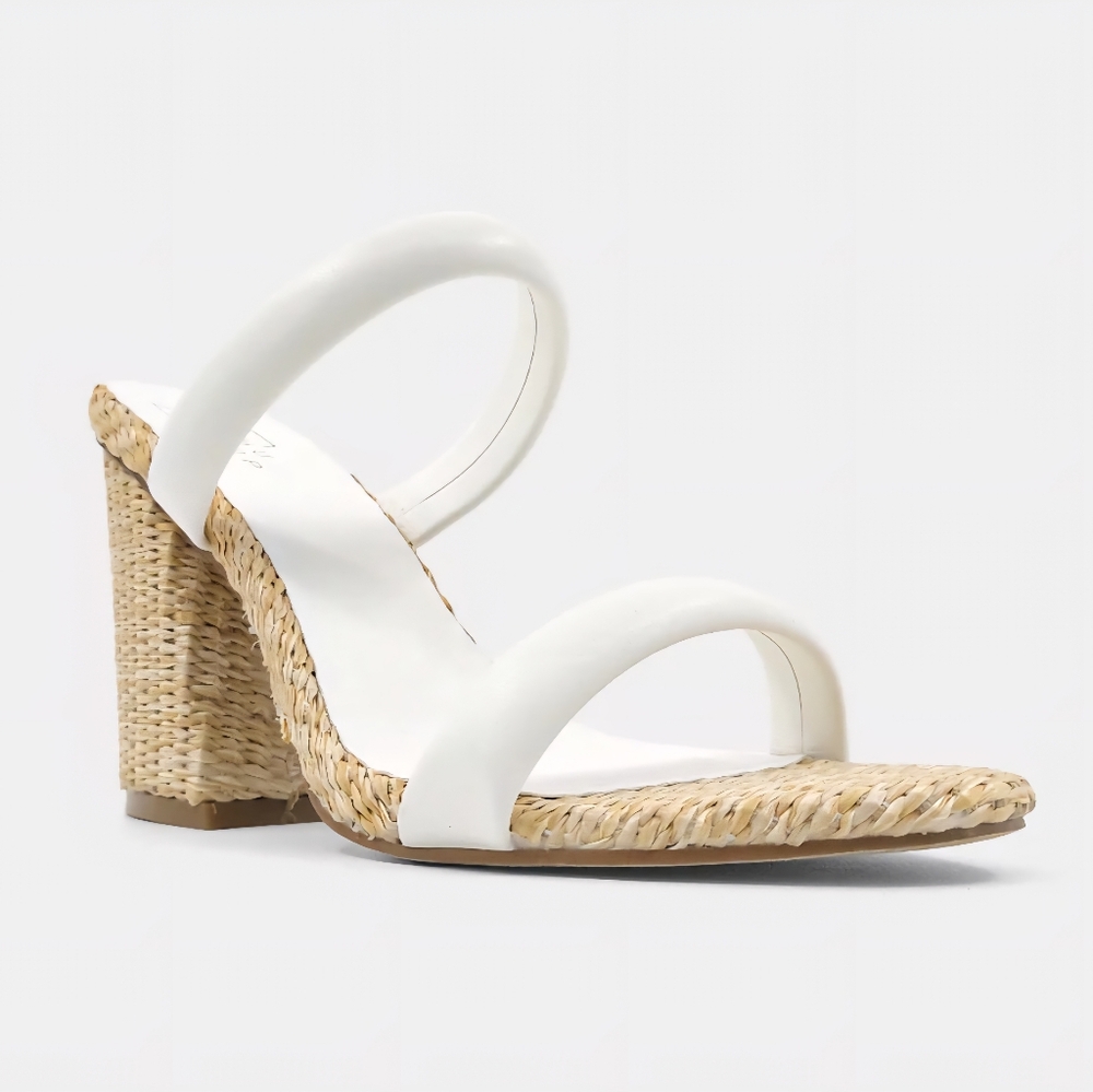 ShuShop Gardenia Wicker Block Heel Slide Sandal - NIB